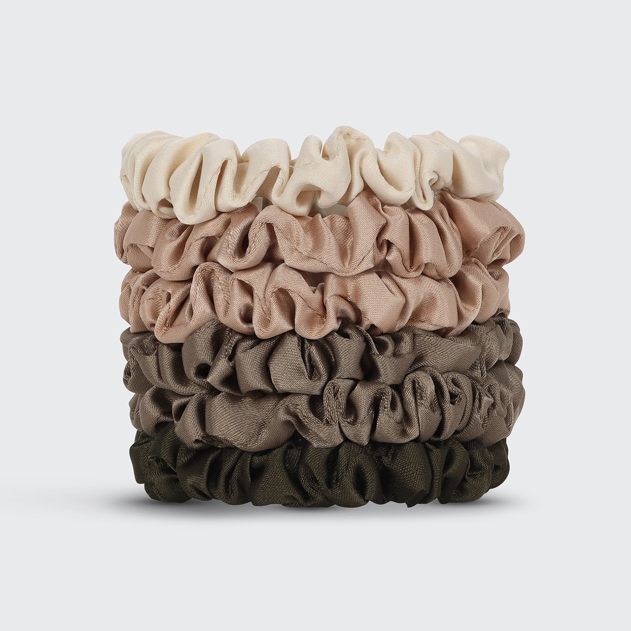 Ultra Petite Satin Scrunchies 6 st - Eukalyptus