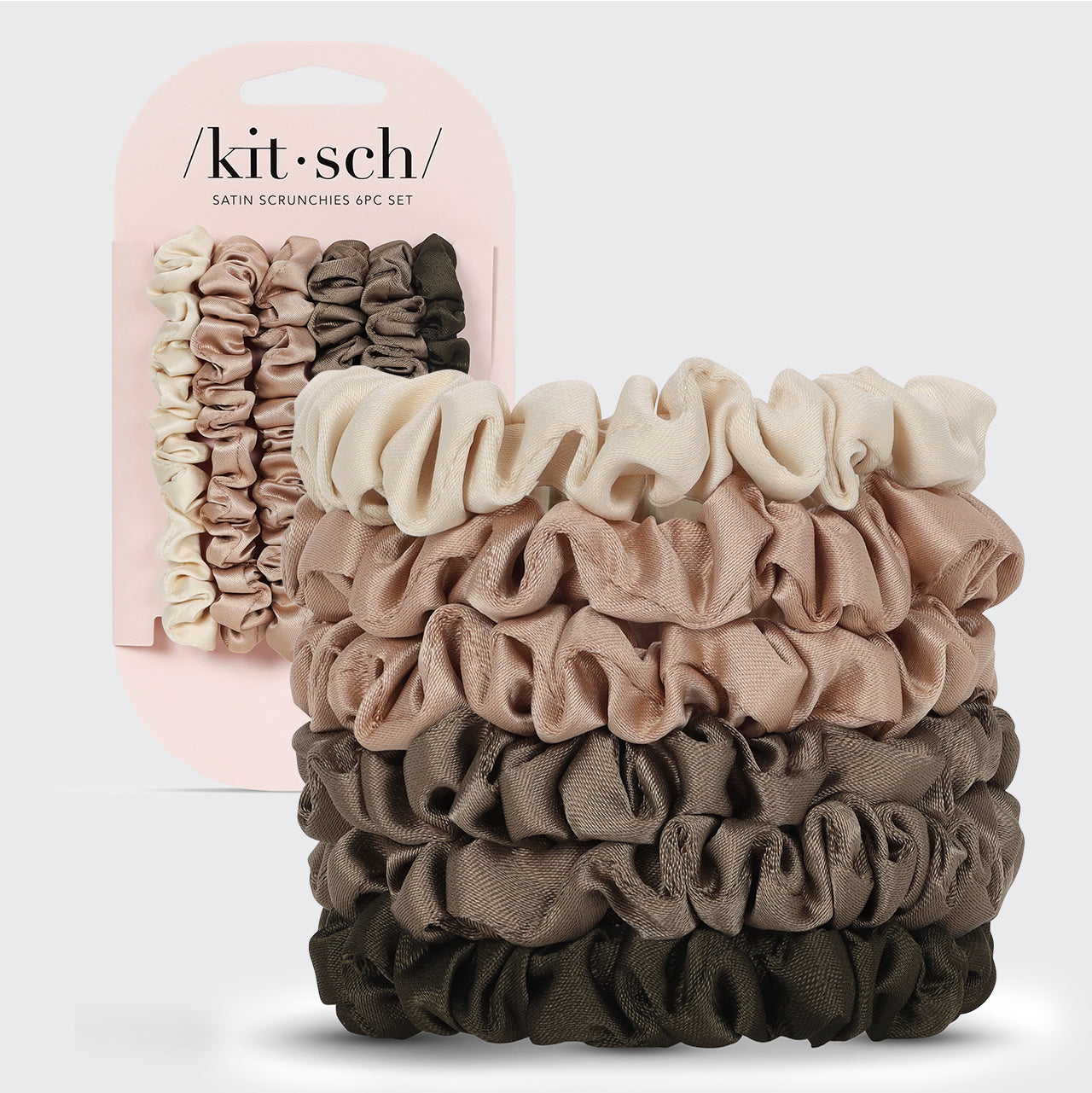 Ultra Petite Satin Scrunchies 6kpl - Eukalyptus