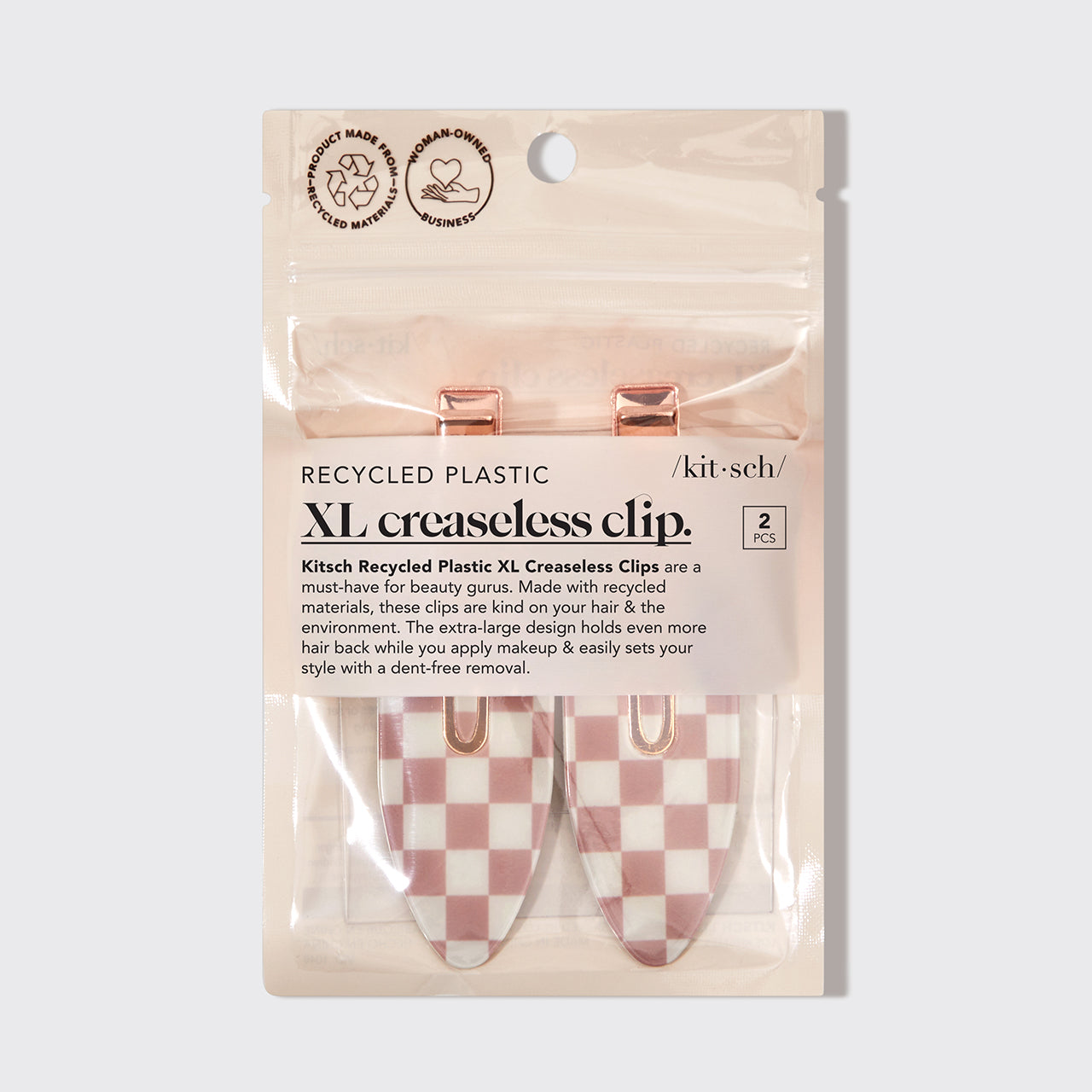 Kierrätysmuovi XL Creaseless Clips 2pc Set - Terracotta Checker