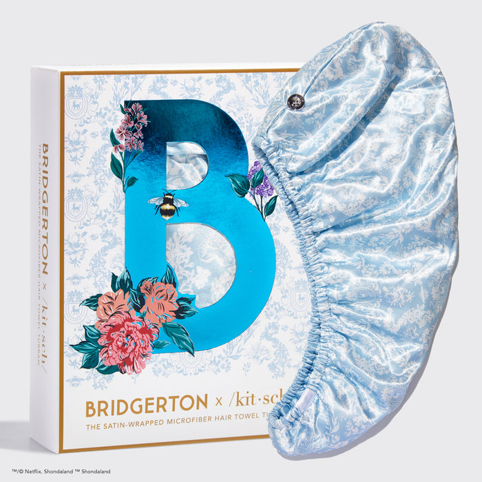 Bridgerton x Kitsch Satiini kääritty hiuspyyhe - Toile De Blue