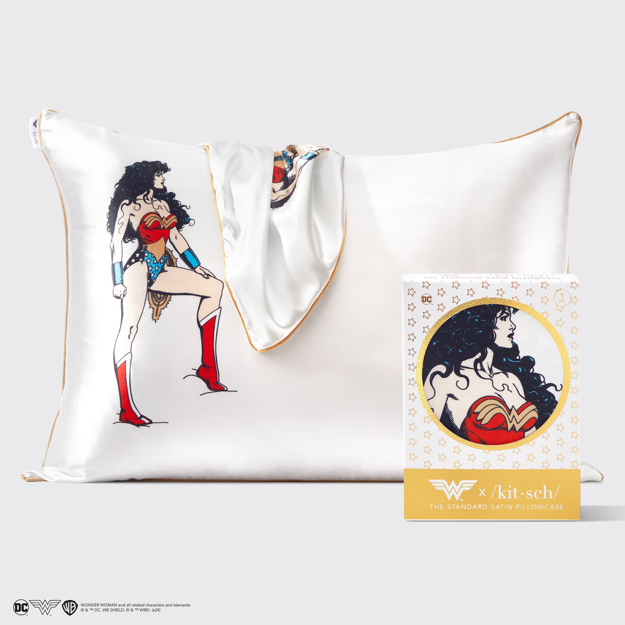 Kitsch x Wonder Woman Taie d'oreiller en satin - Believe In Wonder