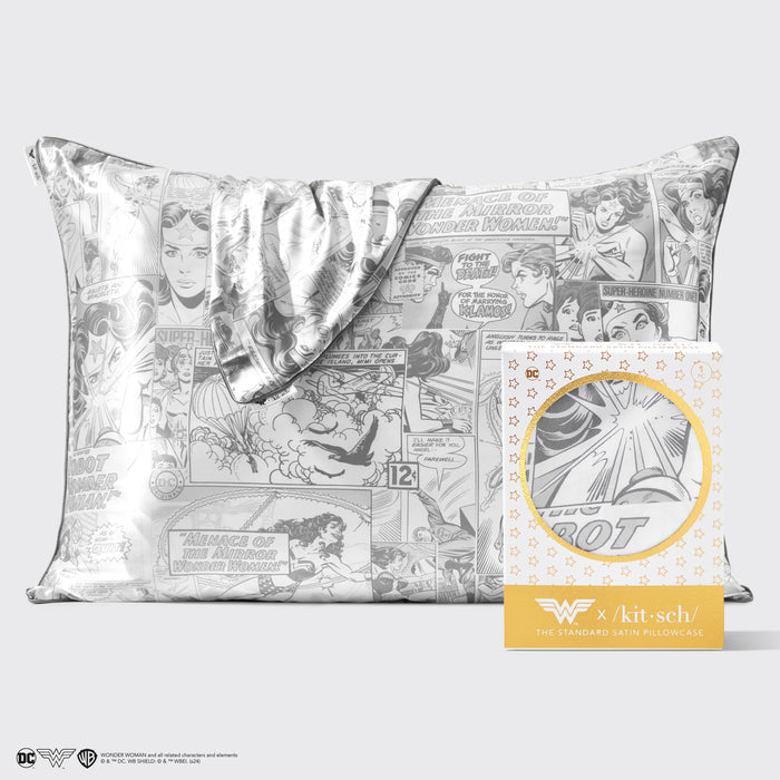 Kitsch x Wonder Woman Satin Pillowcase - Comic Print