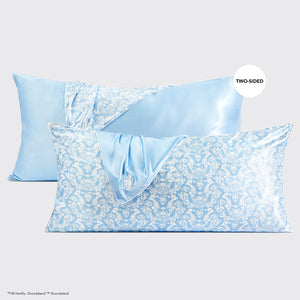 Bridgerton x Kitsch King Satin Kopfkissenbezug - Toile De Blue