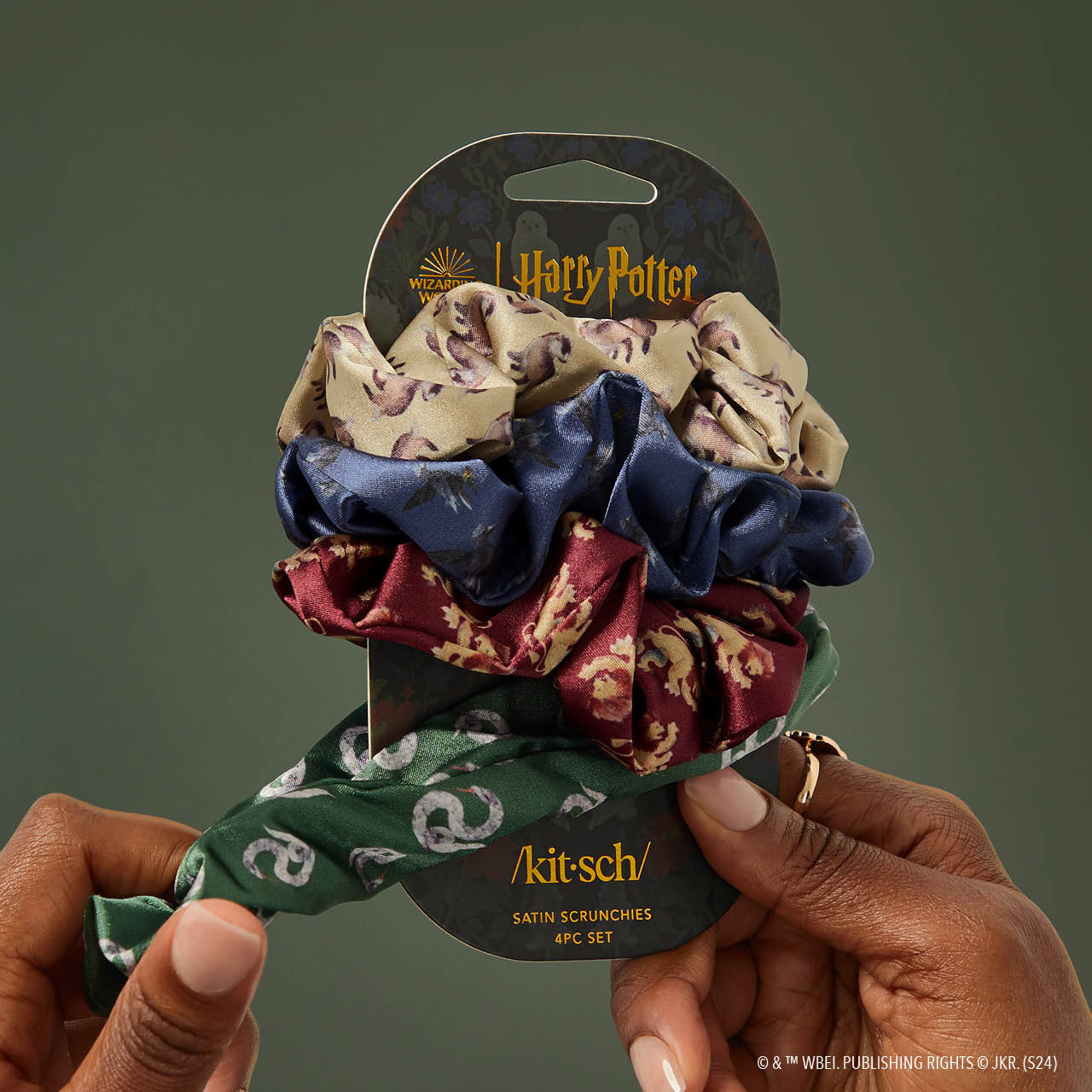 Juego de 4 coleteros de satén de Harry Potter x Kitsch para todas las casas