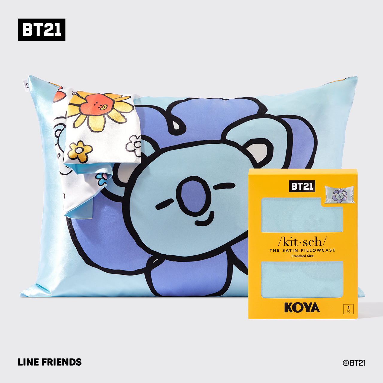 BT21 x Kitsch Satiini tyynyliina Standard - Koya - Koya