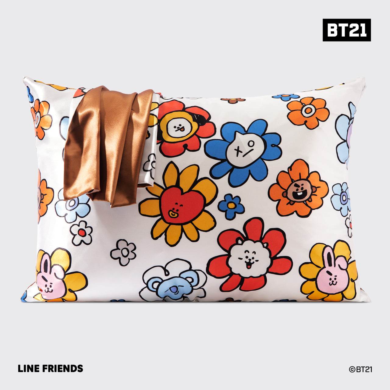 BT21 x Kitsch Satiini tyynyliina Standard - Shooky - Shooky