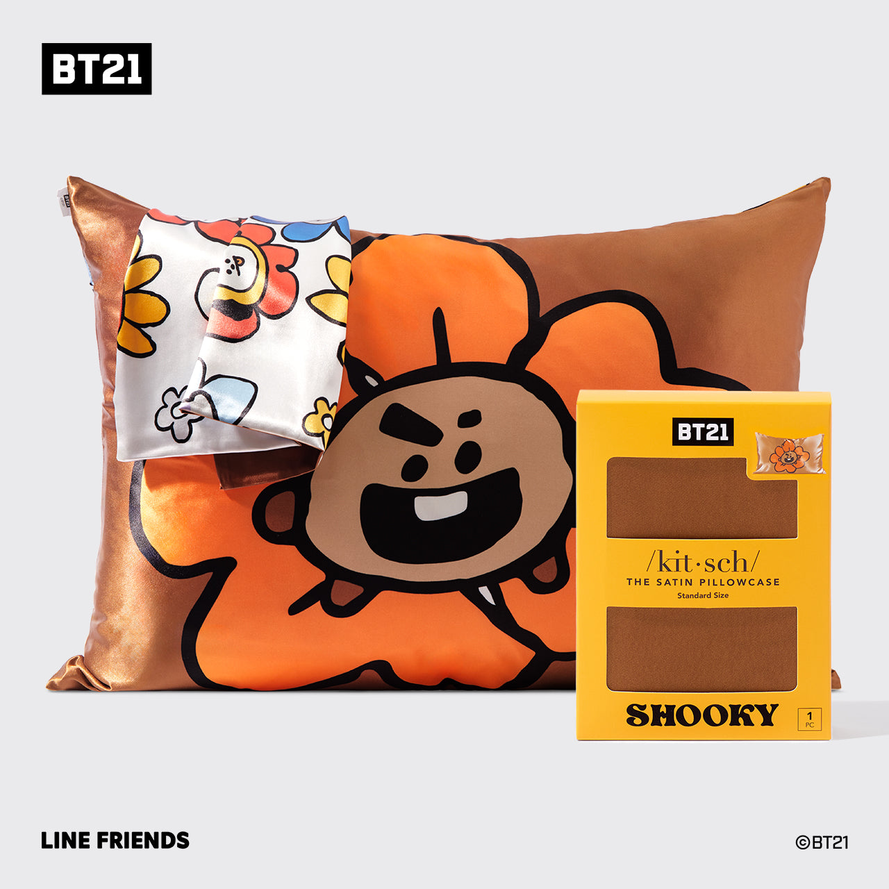 BT21 trifft Kitsch Satin-Kissenbezug - SHOOKY