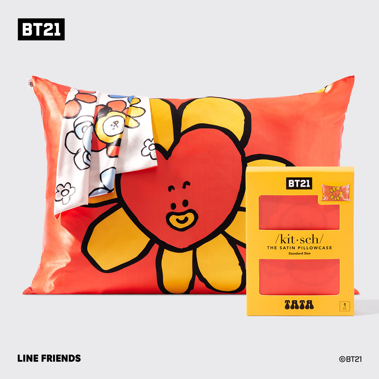 BT21 x Kitsch Satiini tyynyliina Standard - Tata