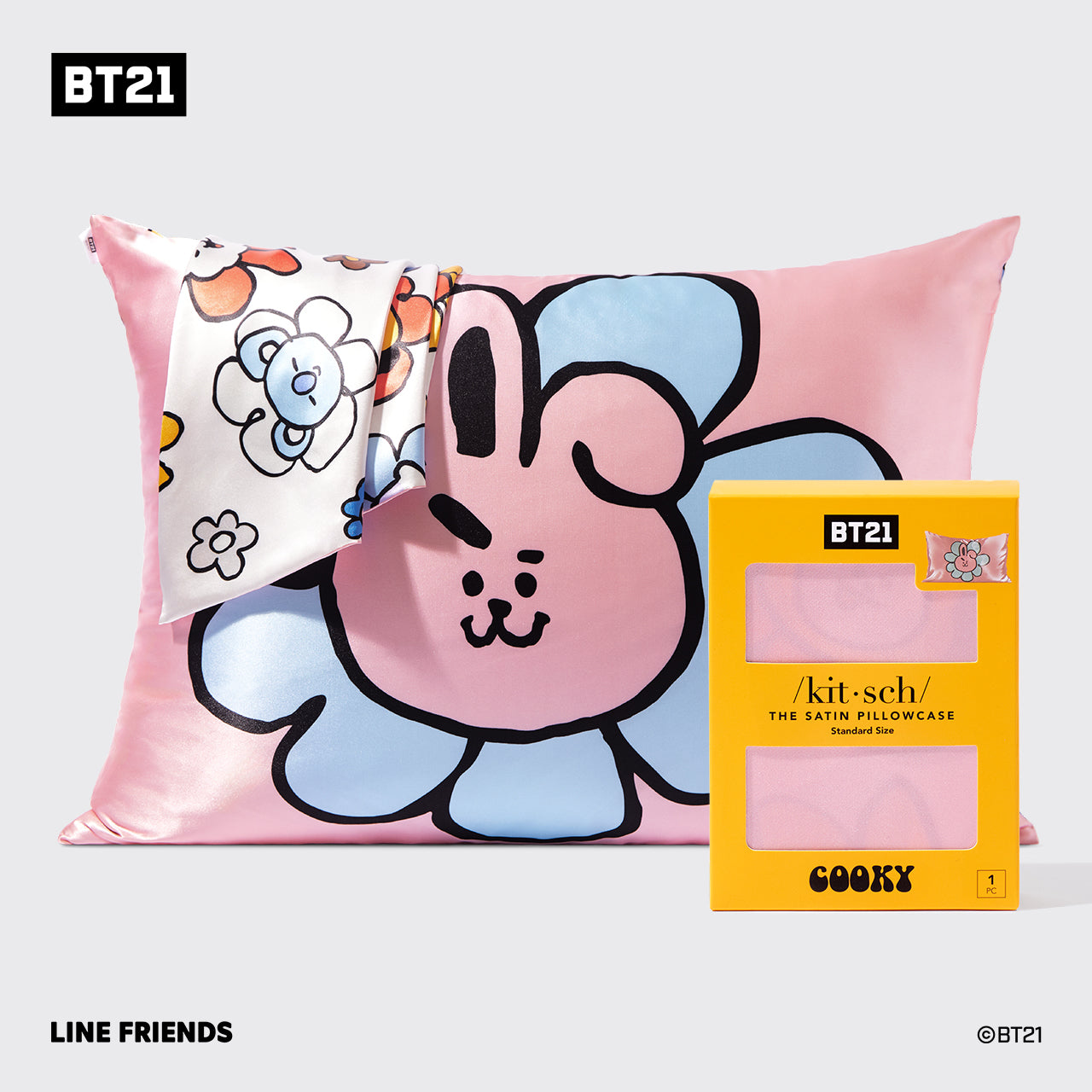 BT21 x Kitsch Satiini tyynyliina Standard - Cooky - Cooky