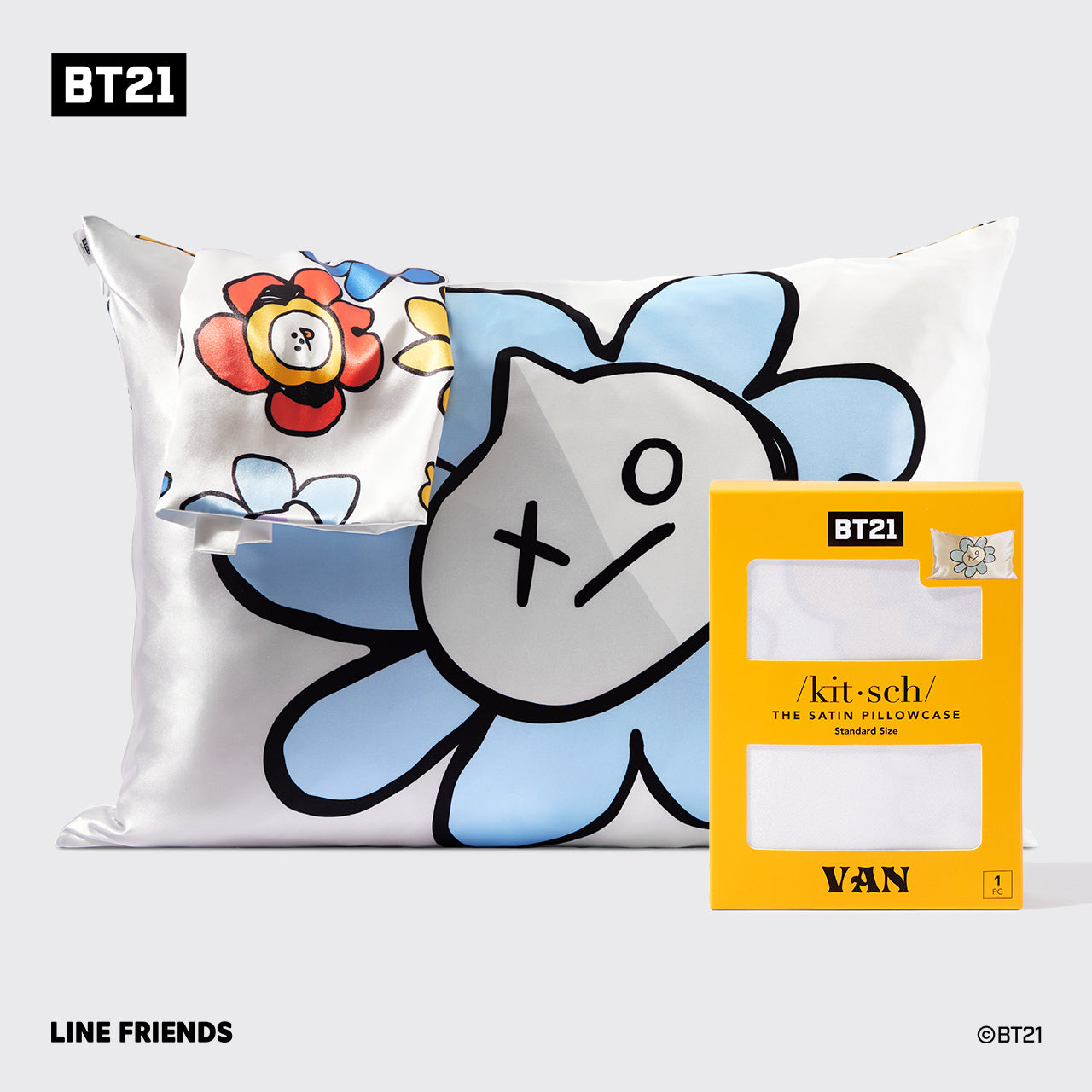 BT21 x Kitsch Satiini tyynyliina Standard - Van