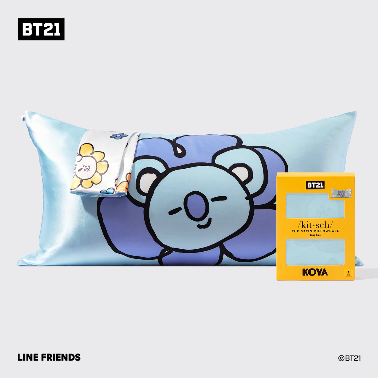 BT21 x Kitsch Satiini tyynyliina King - Koya - Koya