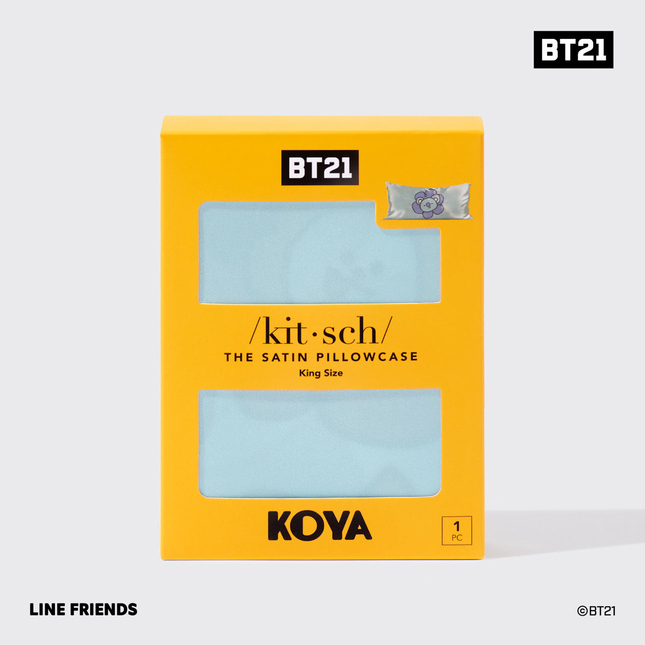 BT21 x Kitsch Satiini tyynyliina King - Koya - Koya