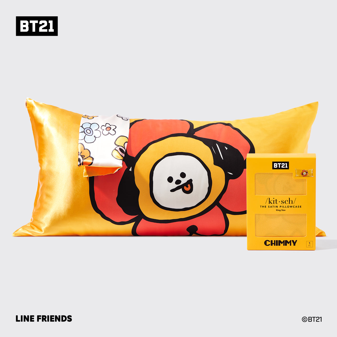 BT21 x Kitsch Satiini tyynyliina kuningas - Chimmy