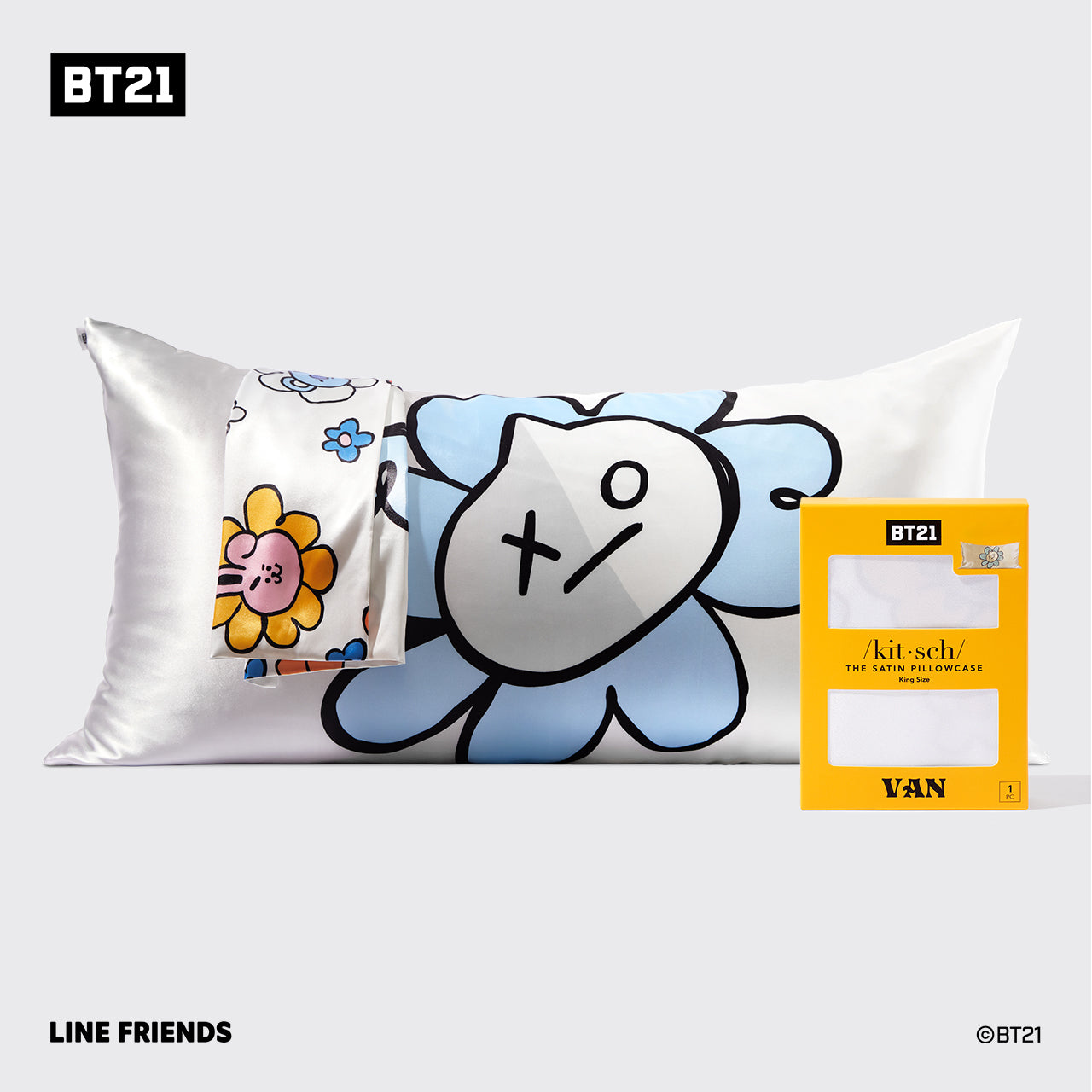 BT21 x Kitsch Satiini tyynyliina King - Van