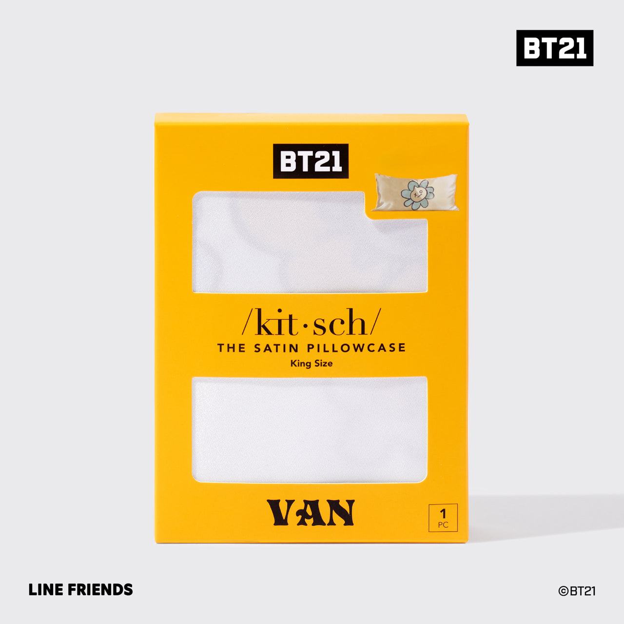 BT21 x Kitsch Satiini tyynyliina King - Van