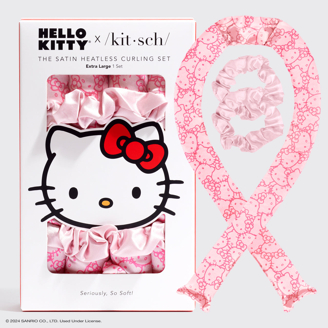 Kitsch x Hello Kitty Set arricciacapelli XL senza calore - Facce di Hello Kitty