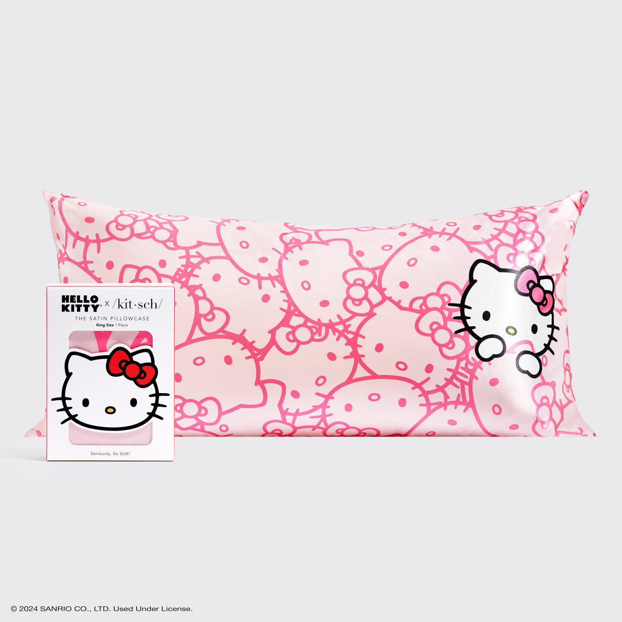 Kitsch x Hello Kitty örngott King - rosa Hello Kitty-ansikten