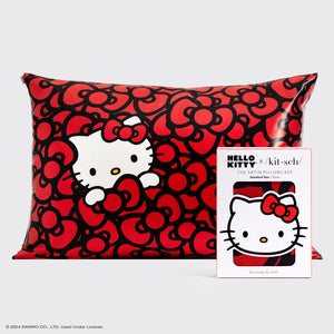 Hello Kitty x Kitsch Satin Pillowcase - Hello Kitty badar i ett hav av rosetter