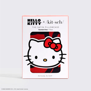 Kitsch x Hello Kitty Satin Pillowcase - Hello Kitty Bathes in a Sea of Bows