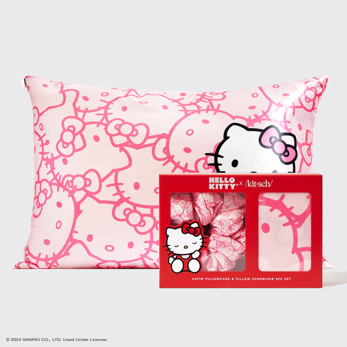 Hello Kitty x Kitsch Satijnen Kussensloop & Kussen Scrunchie 2-Delige Set