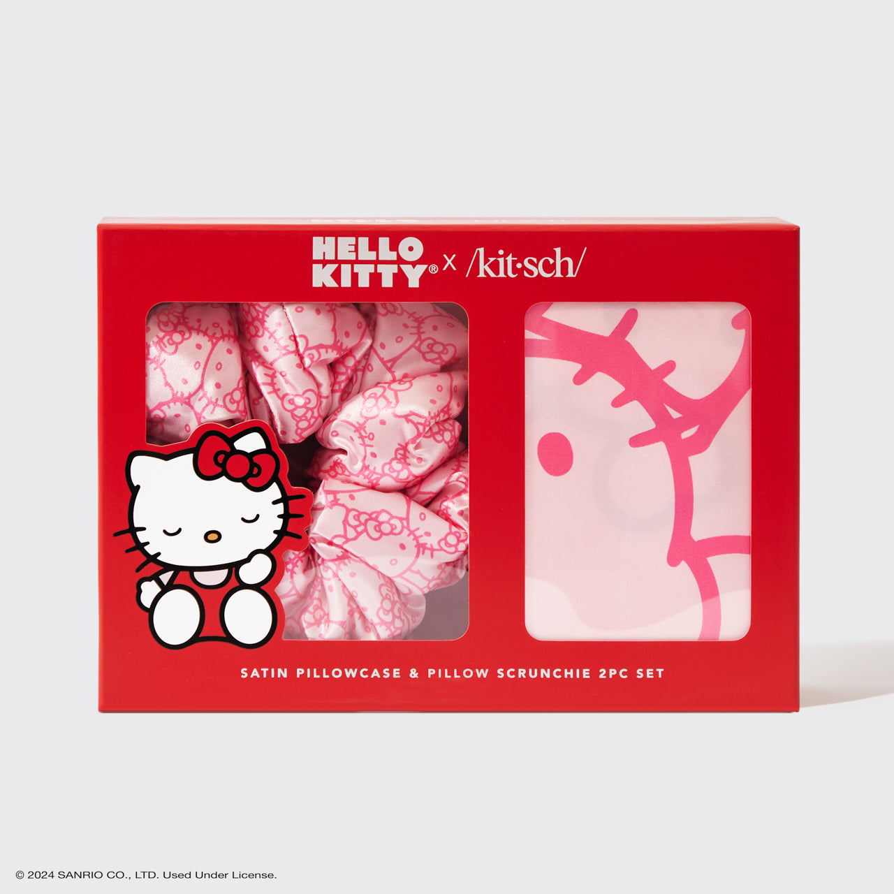 Kitsch x Hello Kitty Taie d'oreiller en satin et Chouchou d'oreiller 2 pièces