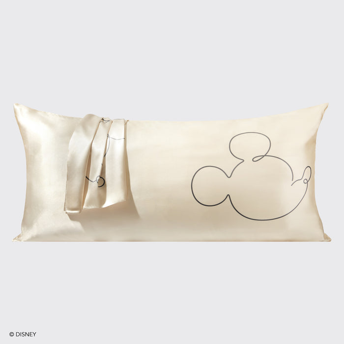 Kitsch & Funda de almohada de satén Mickey y Minnie Rey Mr. Mouse - Crema