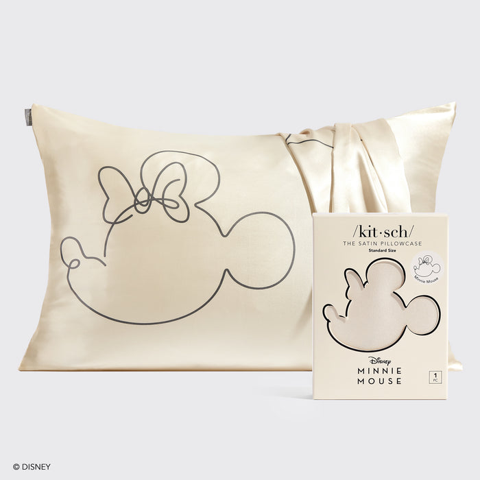 Kitsch & Mickey y Minnie Funda de Almohada de Satén Estándar Sra. Mouse - Crema