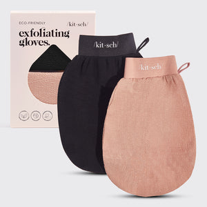 Exfoliërende Handschoen 2pc - Zwart & Terracotta