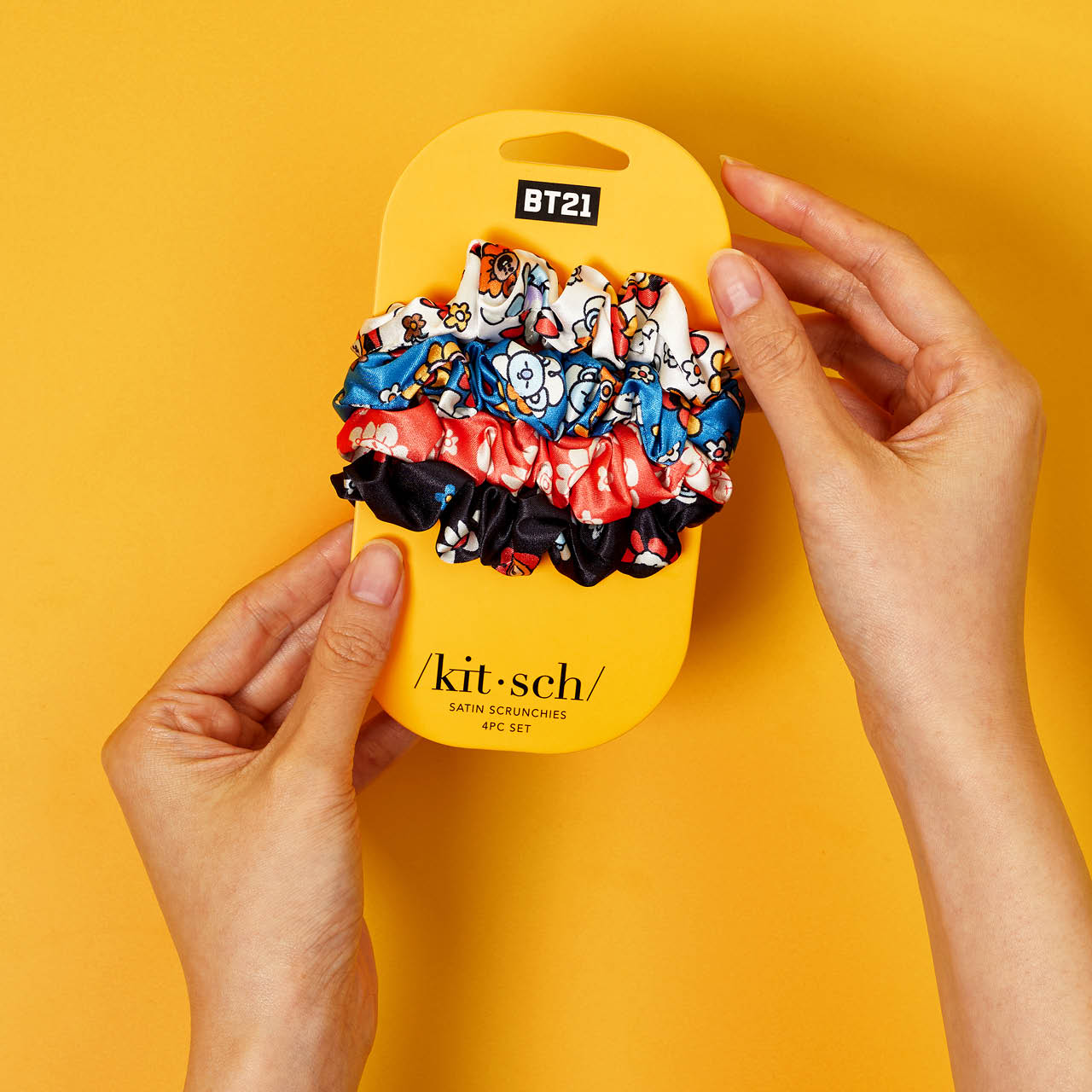 BT21 x Kitsch Satin Sleep Scrunchies 4kpl setti