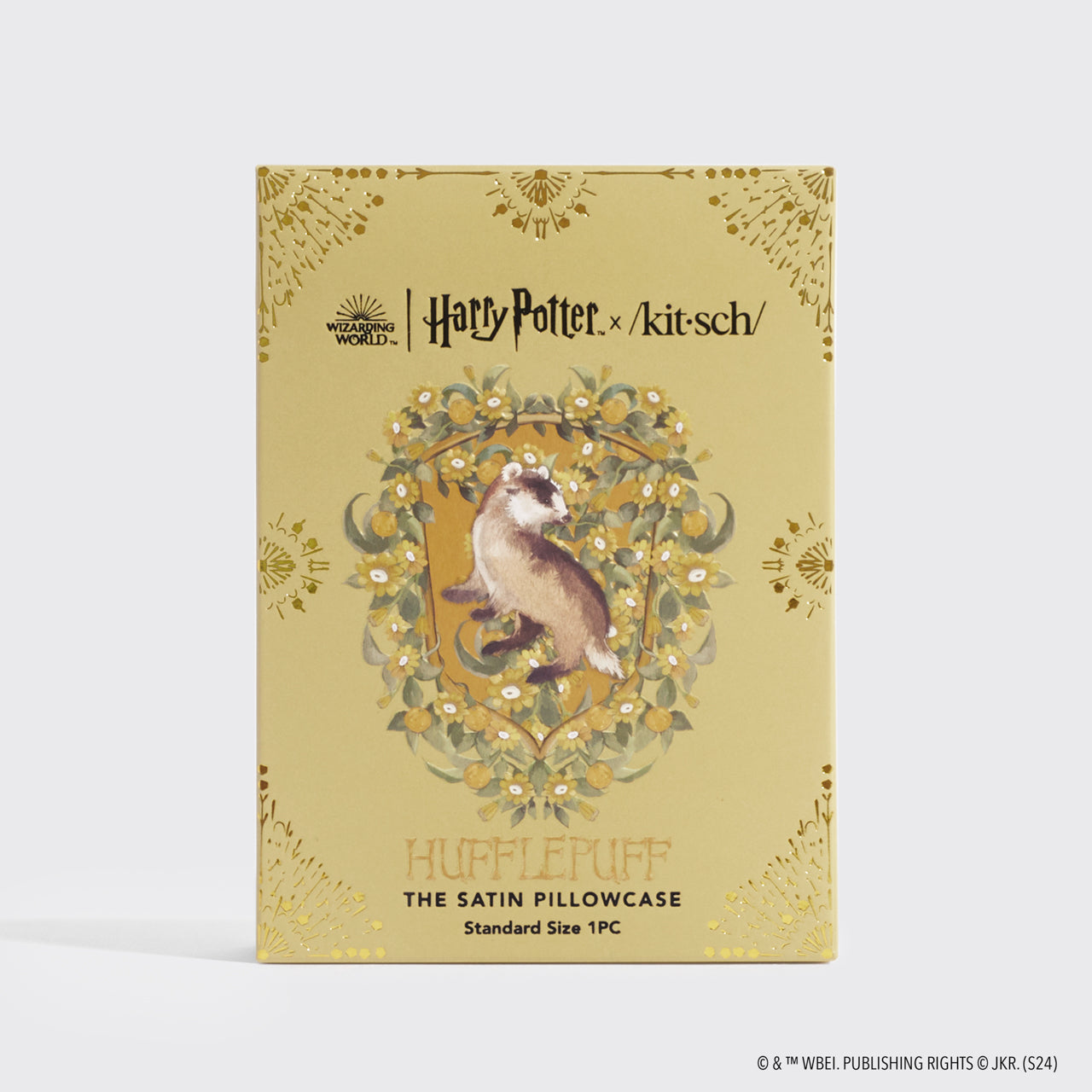 Harry Potter x Kitsch Satin Kuddfodral Standard - Hufflepuff