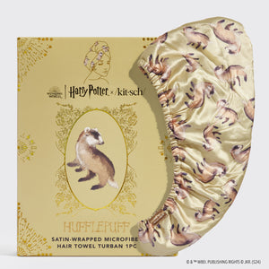 Harry Potter x Kitsch Satinlindad hårhandduk - Hufflepuff