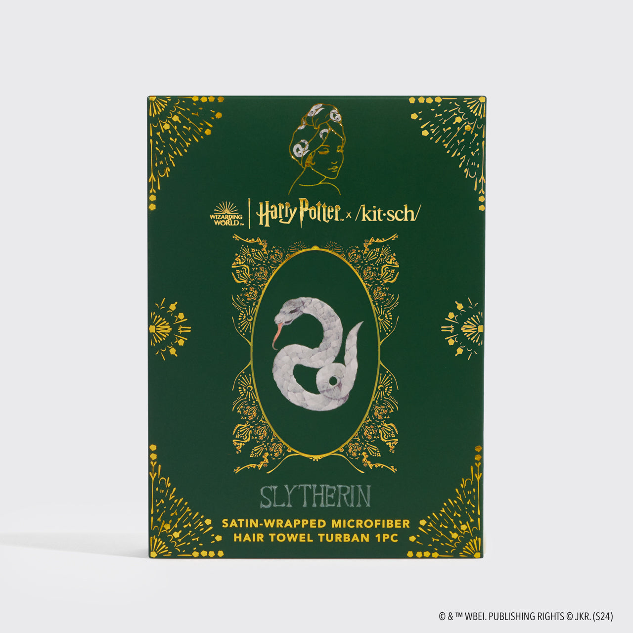 Kitsch x Harry Potter Satin Wrapped Hair Towel - Slytherin