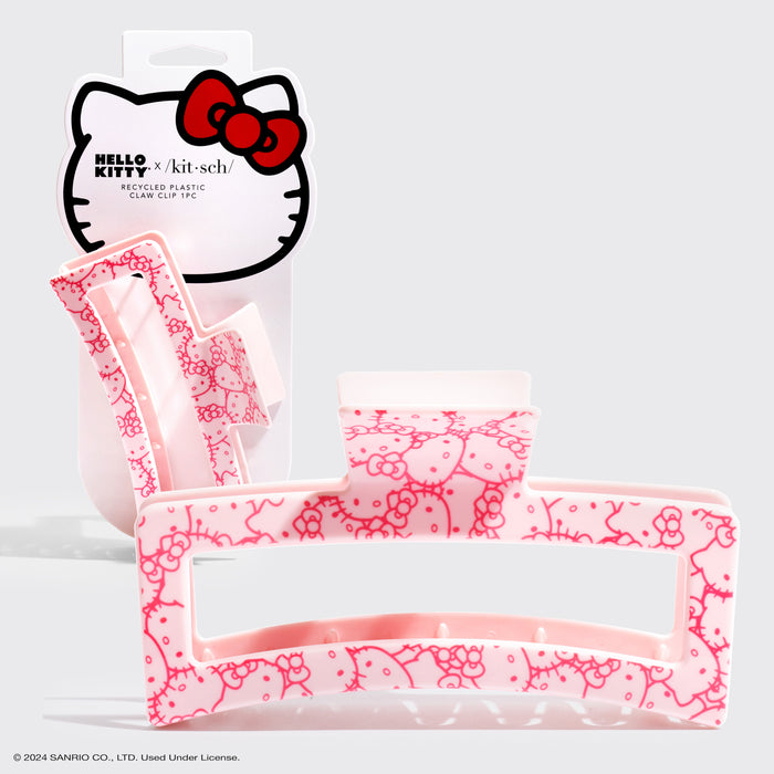 Hello Kitty x Kitsch gerecycled plastic Jumbo open vorm klauwklem 1 stuk - Roze Hello Kitty gezichten