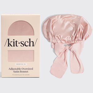 Bonnet réglable en satin surdimensionné - Blush