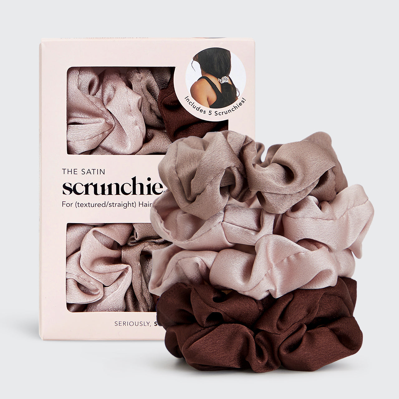 Satijnen Slaap Scrunchies 5pk - Cameo