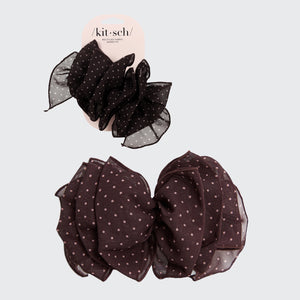 Chiffon Polka Dot Bow Barrette