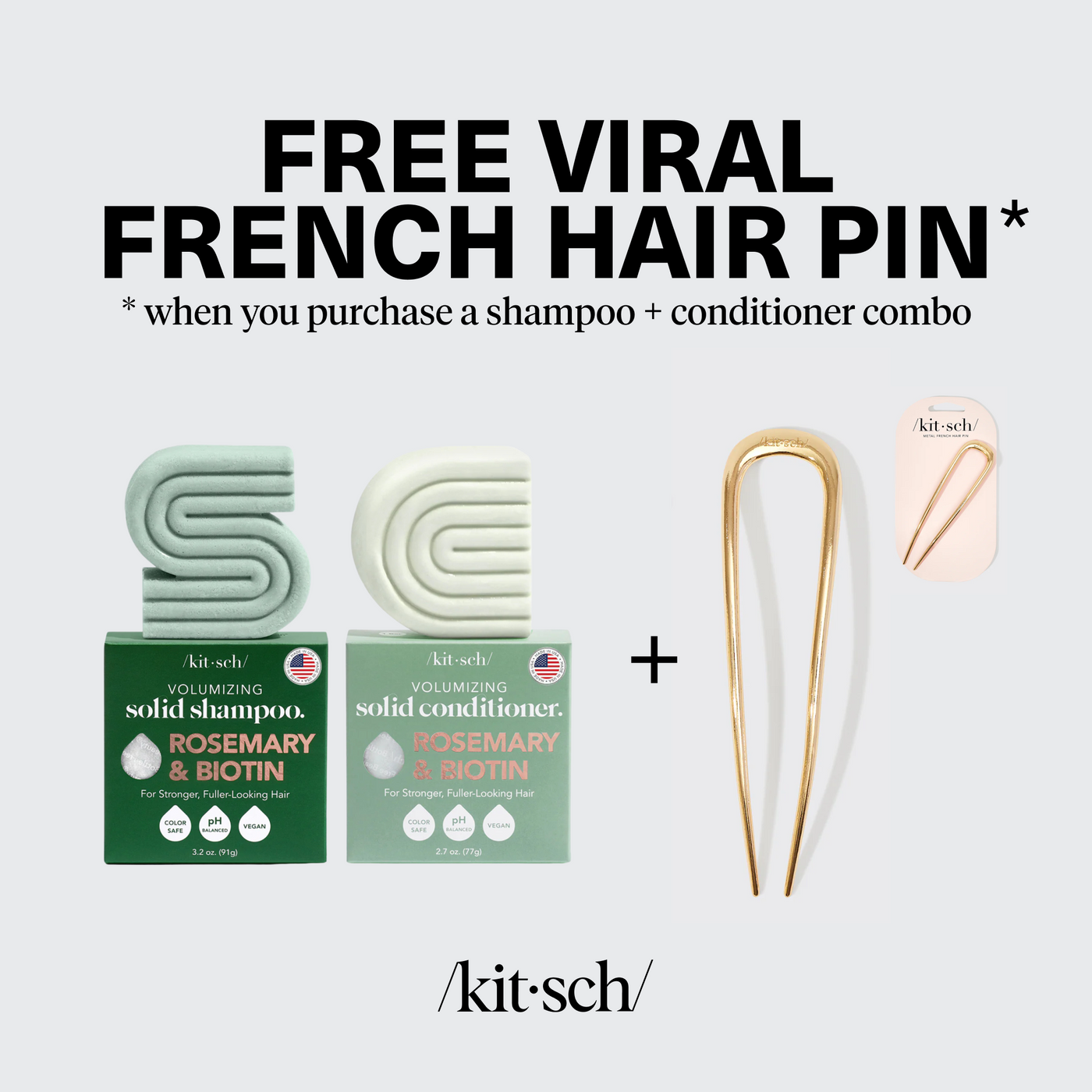 Shampoo & Conditioner Bundle with Free French Hair Pin